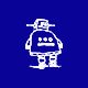 A drawing of a robot on a blue background