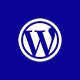 A blue background with the word wordpress in it.